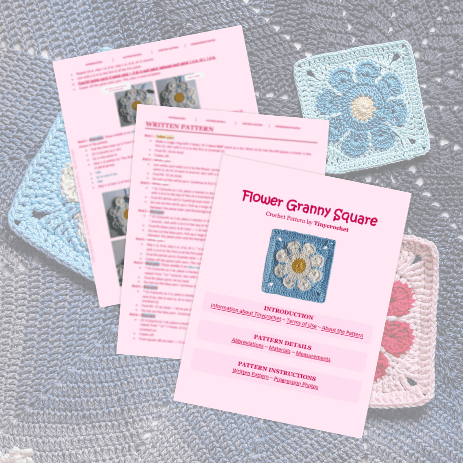 Daisy Granny Square Crochet Pattern PDF Download, image 2